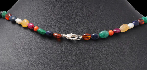 Multi Color Precious Gemstone Oval Shape Necklace NM-1098