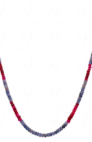 Blue Sapphire & Ruby Gemstone Faceted Bead Necklace NP-1099
