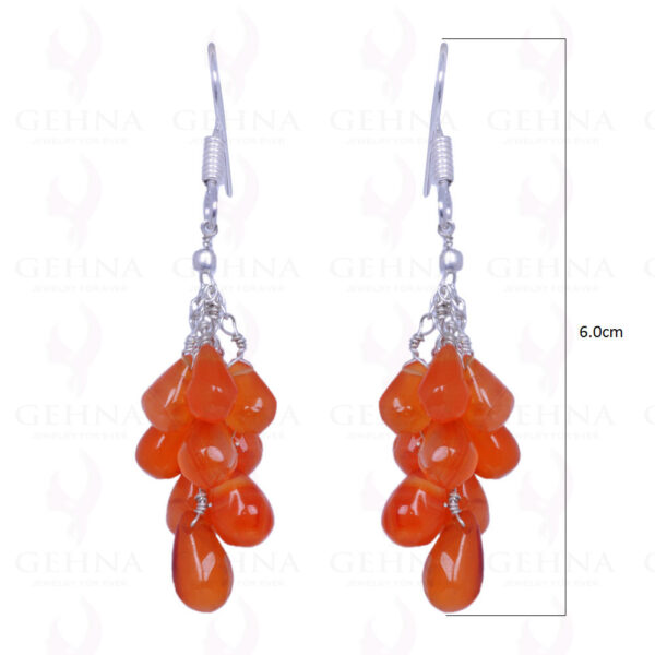 Carnelian Gemstone Cabochon Drops Earrings Made In .925 Sterling Silver ES-1099