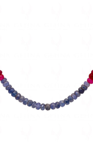 Blue Sapphire & Ruby Gemstone Faceted Bead Necklace NP-1099