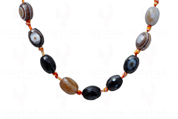 Multi Color Chalcedony Gemstone Dholki Shaped Bead Strand Necklace NS-1099