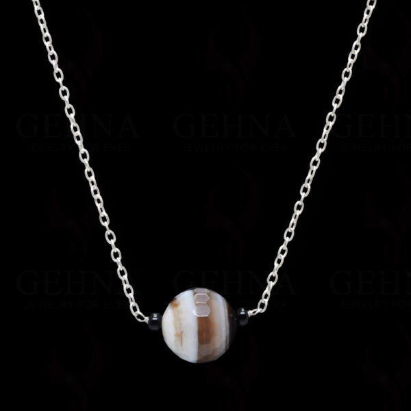 Apricot Agate Gemstone Knotted In.925 Sterling Silver Chain CS-1099