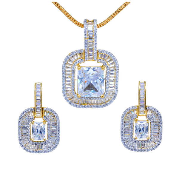 Stunning White Topaz Studded Pendant & Earring Set FP-1100