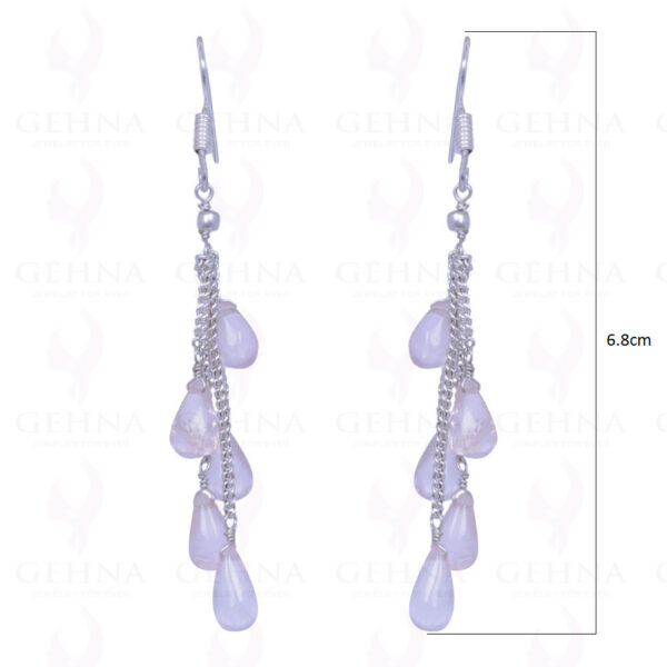 Rose Quartz Gemstone Plain Drops Earrings Made In .925 Sterling Silver ES-1100