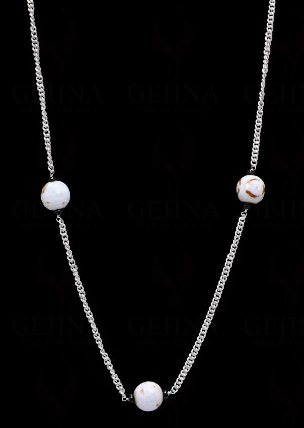 White Quartz Gemstone Knotted In.925 Sterling Silver Chain CS-1100