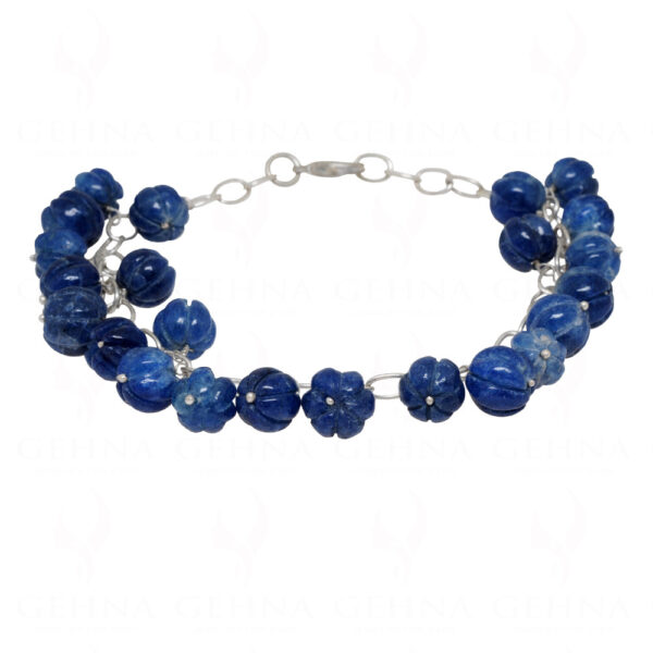 Blue Sapphire Gemstone Melon Shape Bead Bracelet BS-1101