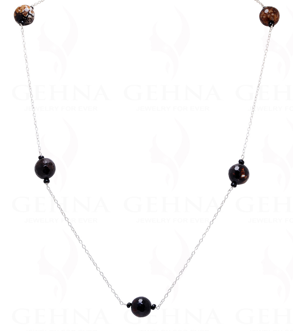 Blood Agate Gemstone Knotted In.925 Sterling Silver Chain CS-1101