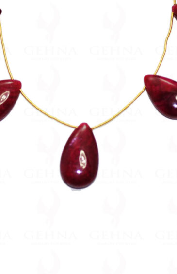 5 Loose Piece Of Ruby Gemstone Plain Almond Shaped Bead NP-1101