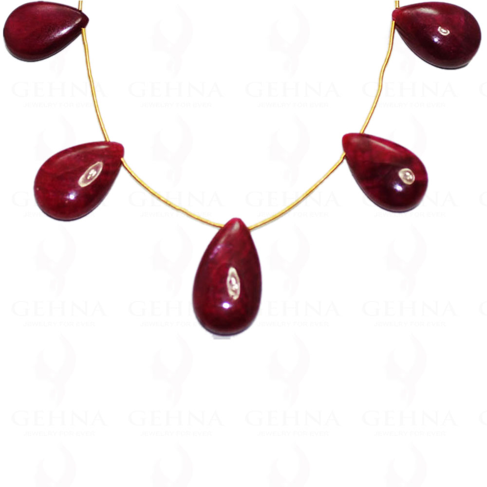 5 Loose Piece Of Ruby Gemstone Plain Almond Shaped Bead NP-1101