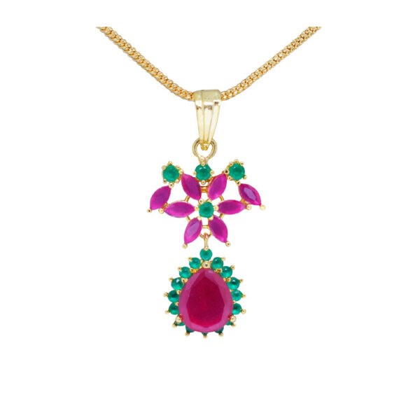 Ruby & Emerald Studded Classy Pendant & Earring Set FP-1101