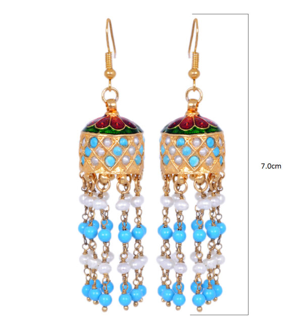 Pearl & Turquoise Gemstone Bead With Jhumka Style Earrings LE01-1101