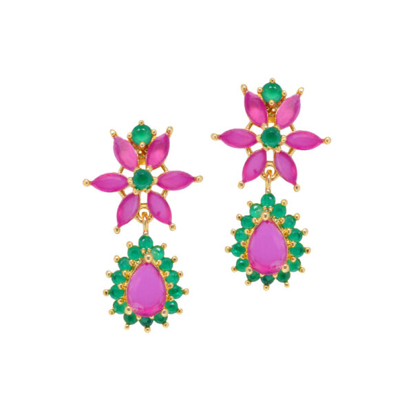 Ruby & Emerald Studded Classy Pendant & Earring Set FP-1101