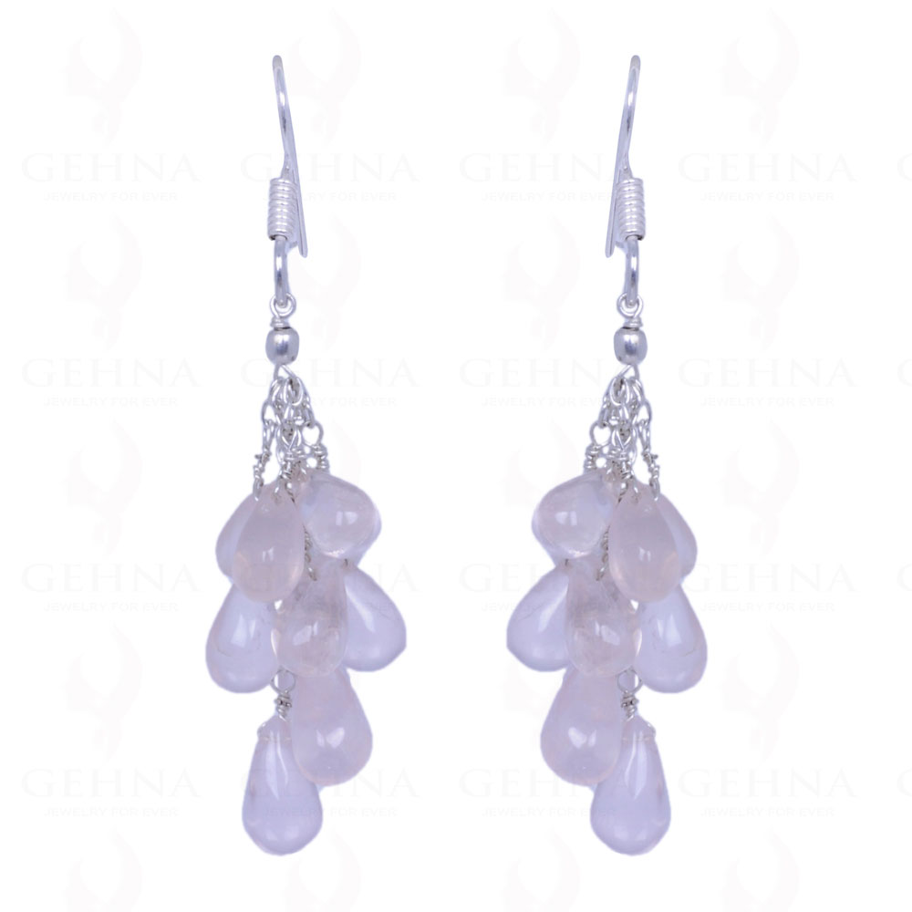 Rose Quartz Gemstone Drops Earrings Made In .925 Sterling Silver ES-1102