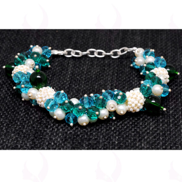 Pearl, Jade, Topaz & Emerald Faceted Round Shape Bead Bracelet BS-1102