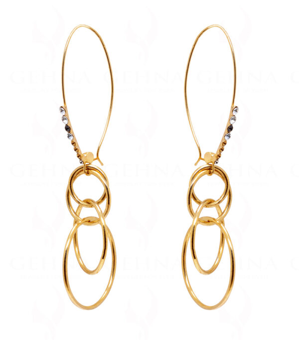 Simulated Diamond Studded Gold Plated Earrings FE-1102