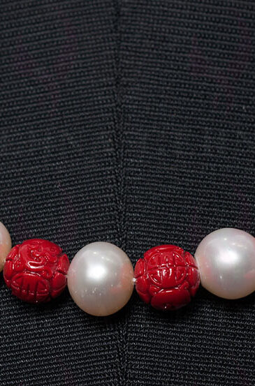 Pearl & Red Jasper Gemstone Necklace NM-1102