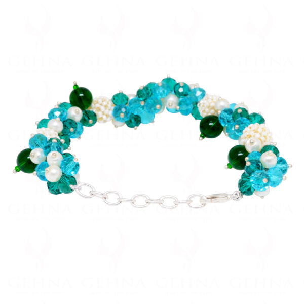 Pearl, Jade, Topaz & Emerald Faceted Round Shape Bead Bracelet BS-1102