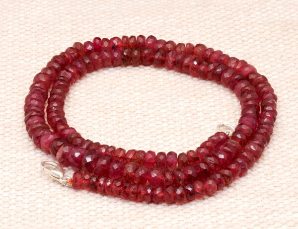 Pink Tourmaline Gemstone Round Faceted Bead Strand Necklace NS-1102