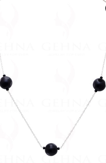 Black Onyx Gemstone Knotted In.925 Sterling Silver Chain CS-1103