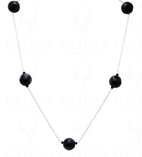 Black Onyx Gemstone Knotted In.925 Sterling Silver Chain CS-1103