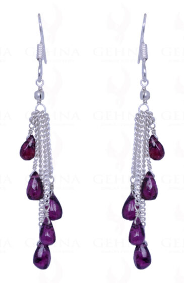 Red Garnet Drops Earrings Made In .925 Sterling Silver ES-1103