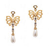 Simulated Diamond & Pearl Studded Butterfly Shape Gold Plated Earrings FE-1103