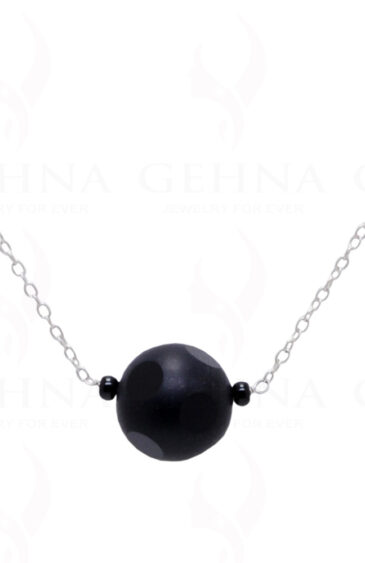 Black Onyx Gemstone Knotted In.925 Sterling Silver Chain CS-1103