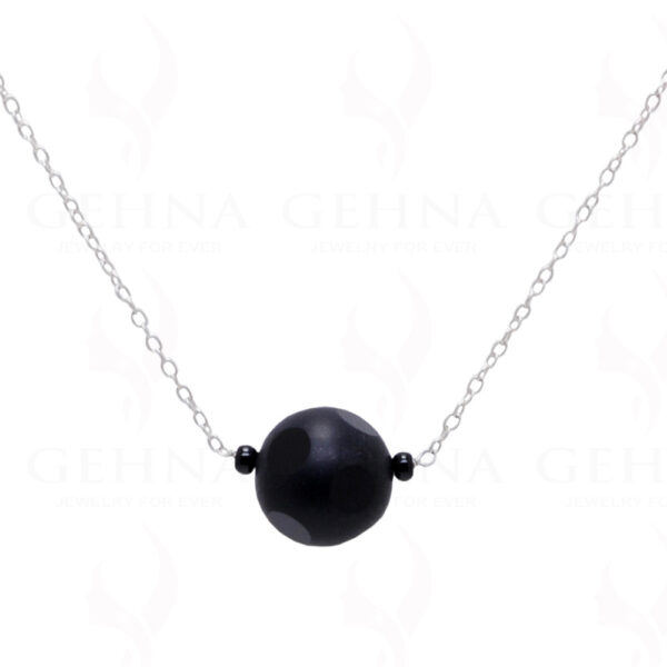 Black Onyx Gemstone Knotted In.925 Sterling Silver Chain CS-1103