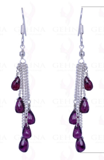 Red Garnet Drops Earrings Made In .925 Sterling Silver ES-1103