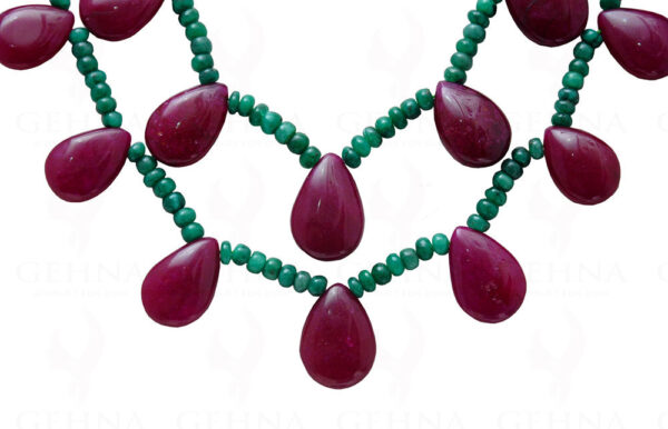 2 Rows Of Emerald & Ruby Natural Gemstone Bead Necklace NP-1103