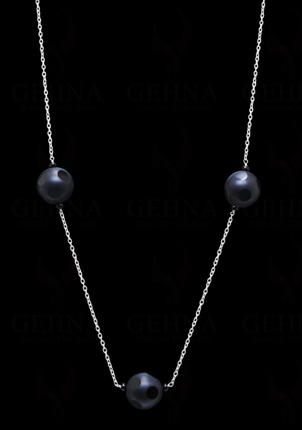 Black Onyx Gemstone Knotted In.925 Sterling Silver Chain CS-1103