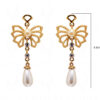 Simulated Diamond & Pearl Studded Butterfly Shape Gold Plated Earrings FE-1103