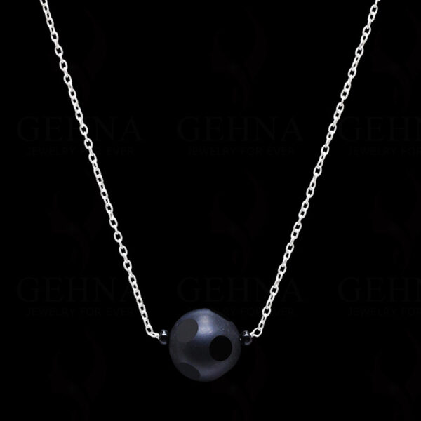 Black Onyx Gemstone Knotted In.925 Sterling Silver Chain CS-1103