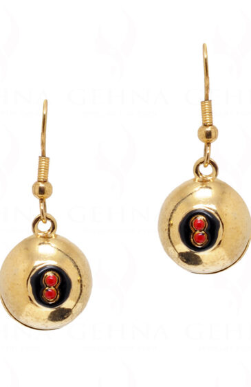 Red Onyx Studded Ball Shaped Dangle Earrings FE-1104