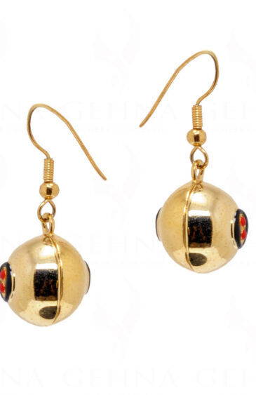 Red Onyx Studded Ball Shaped Dangle Earrings FE-1104