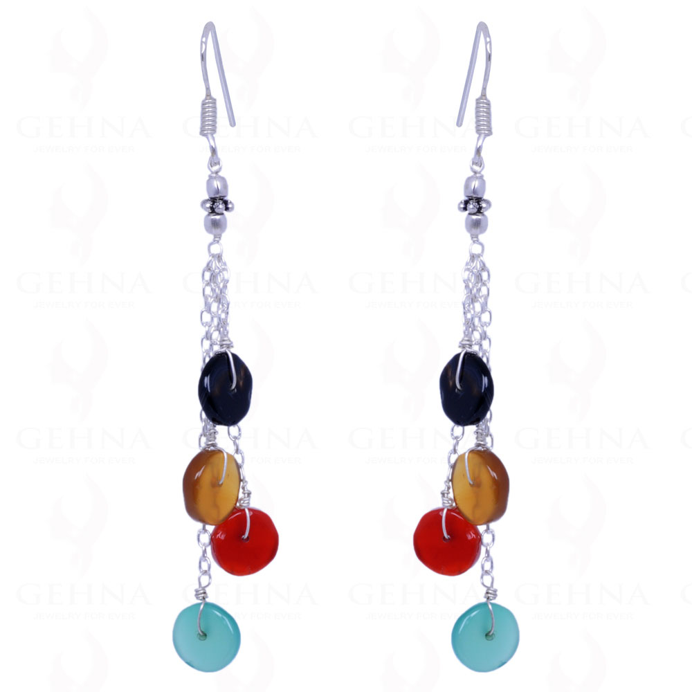 Multi Onyx Gemstone Earrings Made In .925 Sterling Silver ES-1105