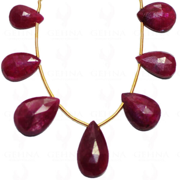 7 Loose Pieces Of Ruby Gemstone Faceted Almond Shaped Bead NP-1105