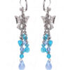 Blue Topaz Color Studded Butterfly Shape Tassel Earrings FE-1105