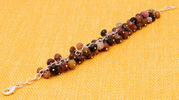 Multicolor Tourmaline Gemstone Faceted Bead Bracelet  BS-1105
