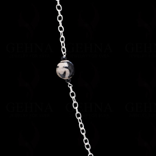 Black Jasper Gemstone Bead Chain Knotted In .925 Sterling Silver CS-1105