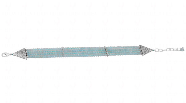 4 Rows Bracelet Of Aquamarine Gemstone Faceted Bead Bracelet BS-1106