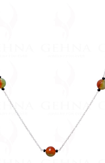 Colorful Agate Bead Chain Knotted In .925 Sterling Silver CS-1106