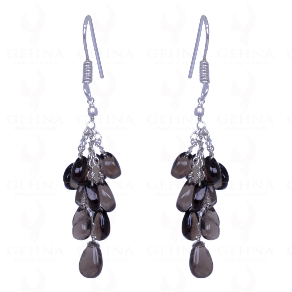 Smoky Topaz Gemstone Drops Earrings Made In .925 Sterling Silver ES-1106