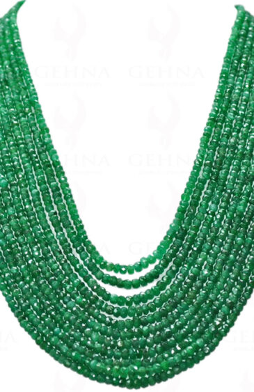11 Rows Of Natural Emerald Gemstone Faceted Bead Necklace NP-1106