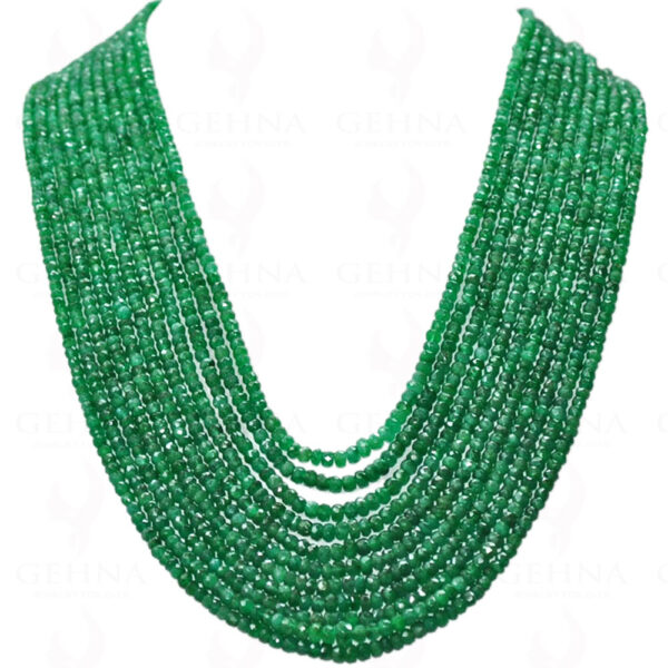 11 Rows Of Natural Emerald Gemstone Faceted Bead Necklace NP-1106