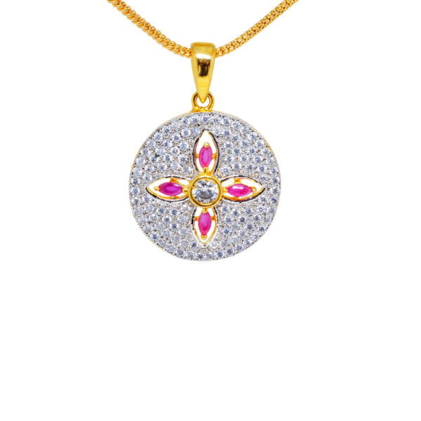 Classy Ruby & Beautiful Topaz Studded Pendant & Earring Set And Women FP-1106