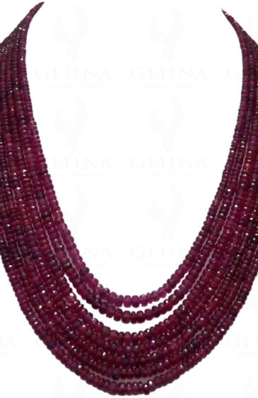 7 Rows Necklace Of Madagascar Ruby Gemstone Faceted Bead NP-1107