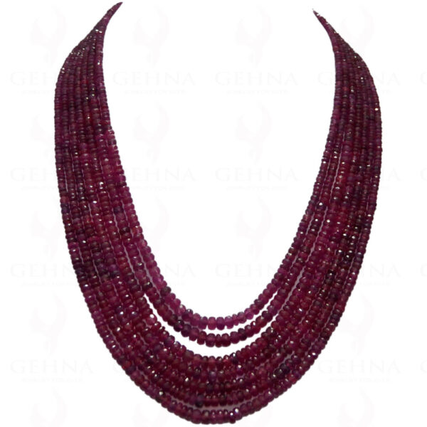 7 Rows Necklace Of Madagascar Ruby Gemstone Faceted Bead NP-1107