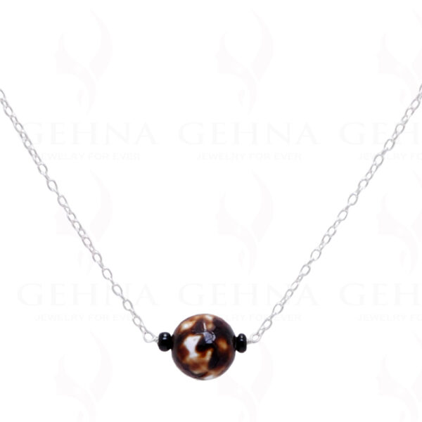 Brown Agate Gemstone Bead Chain Knotted In.925 Sterling Silver CS-1107