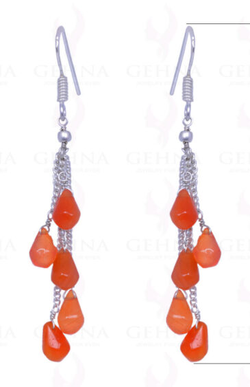 Carnelian Gemstone Drops Earrings Made In .925 Sterling Silver ES-1107